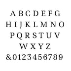 Standard English alphabet and numbers on a white background