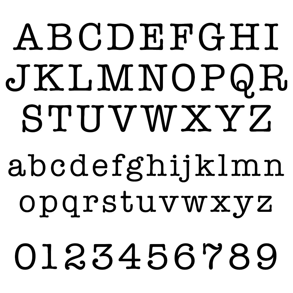 Standard English alphabet and digits in a clear, sans-serif font on a white background