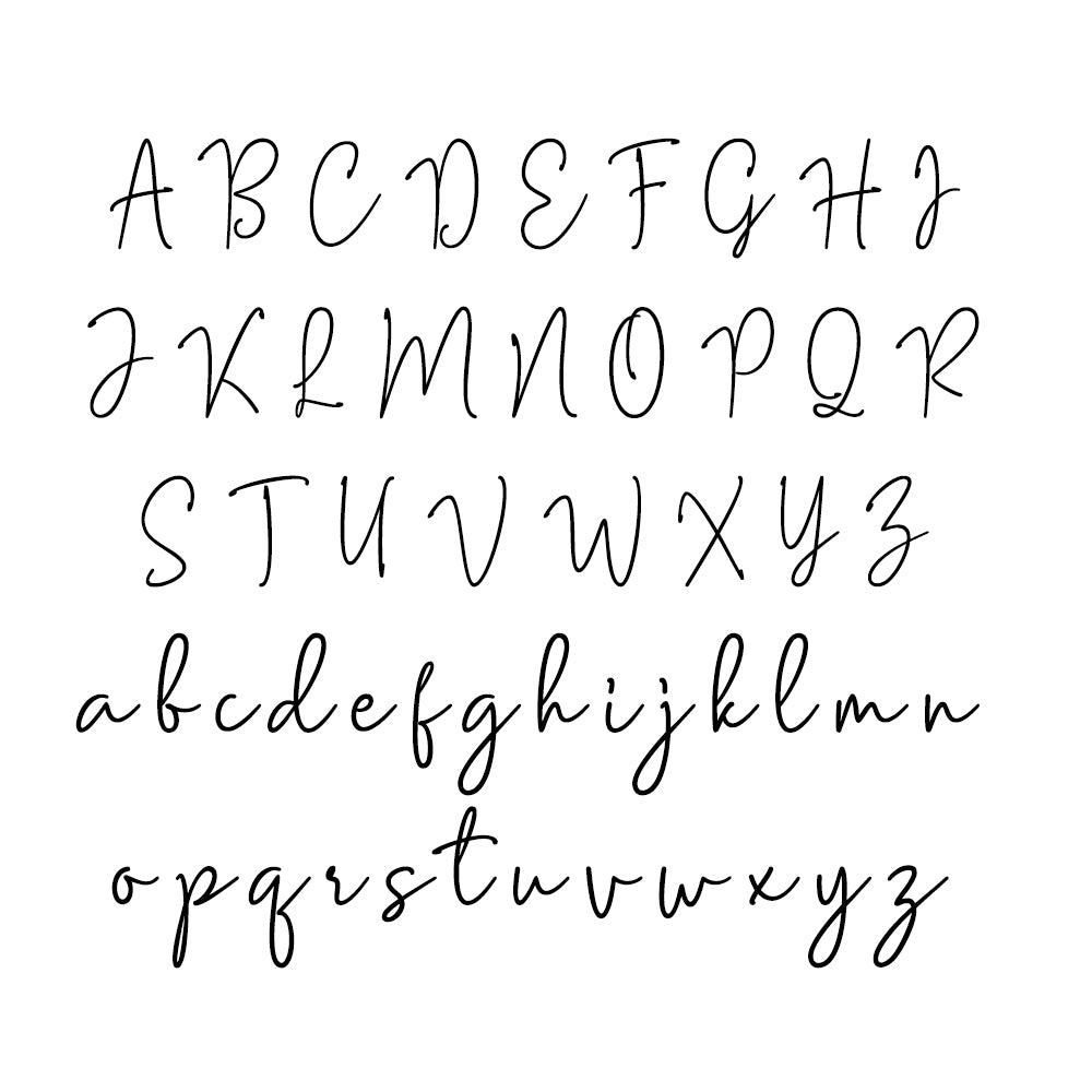 Handwritten alphabet letters on a white background