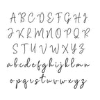 Handwritten alphabet letters on a white background