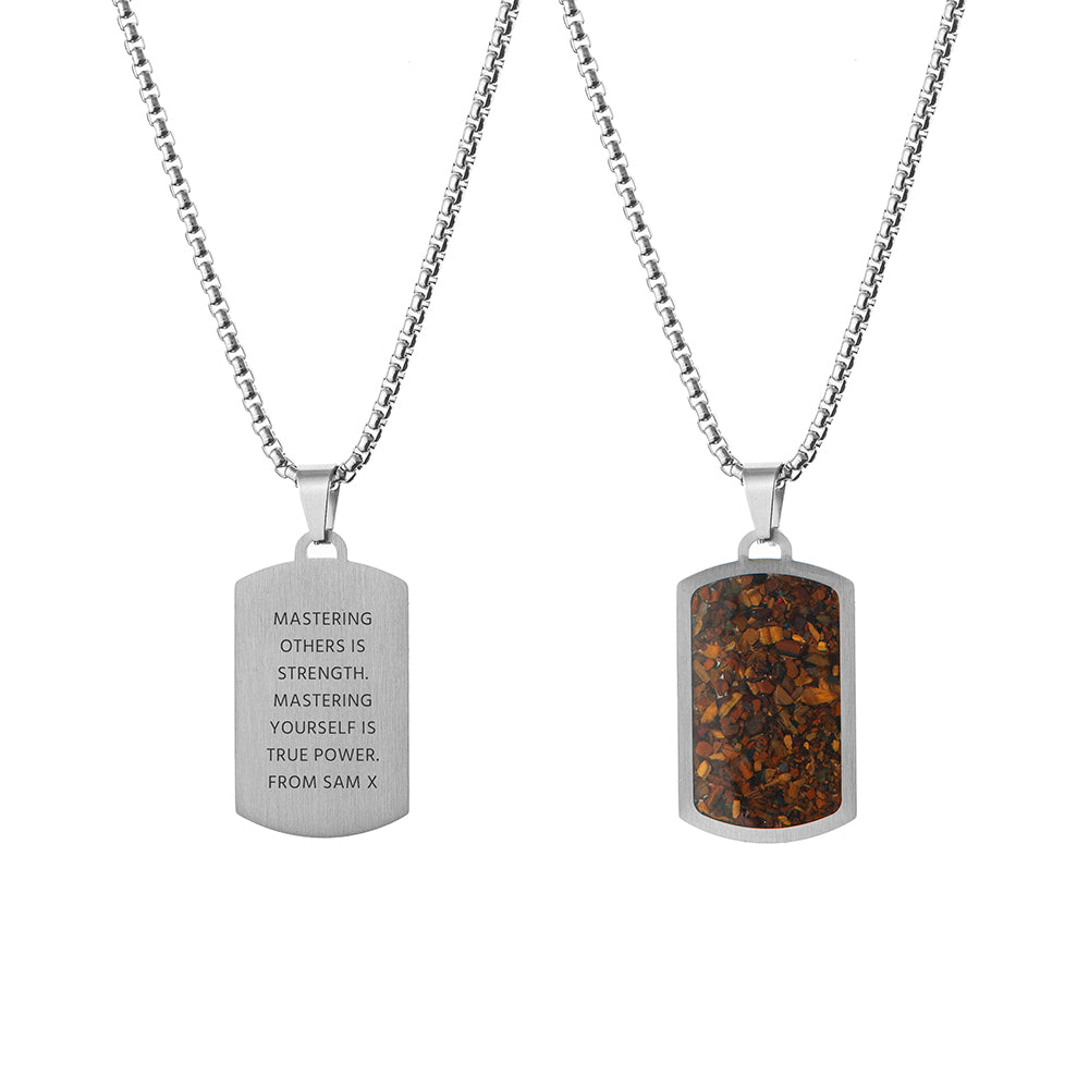 Two necklaces with pendant tags on a white background