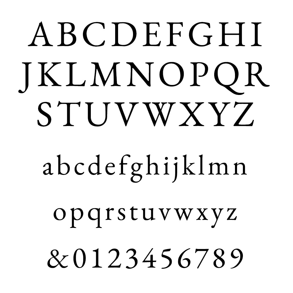 Standard English alphabet and numbers in a clear font on a white background