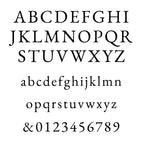 Standard English alphabet and numbers in a clear font on a white background