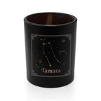 Black tumbler with Gemini constellation design and 'Tamara' text on a white background
