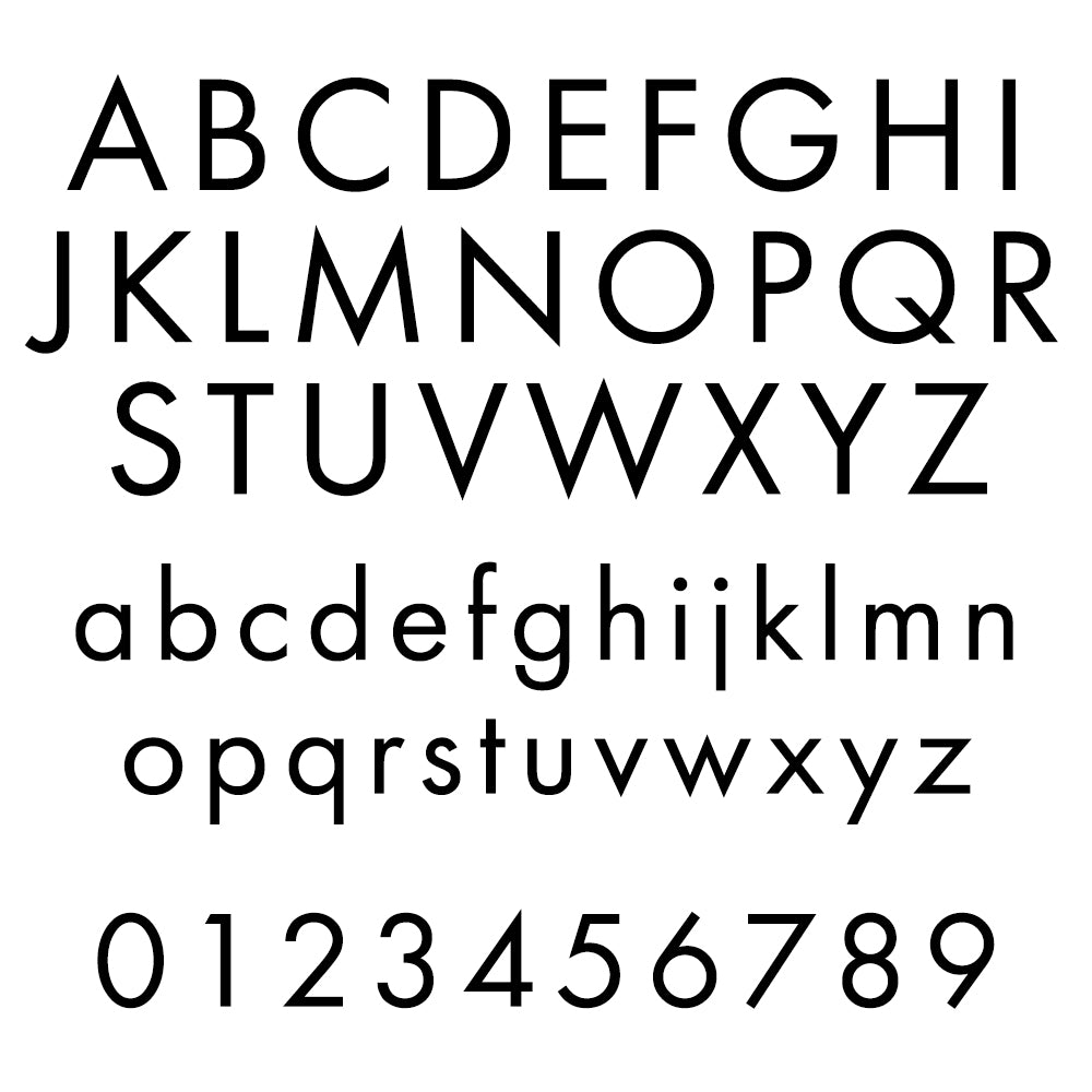 Standard English alphabet and digits on a white background