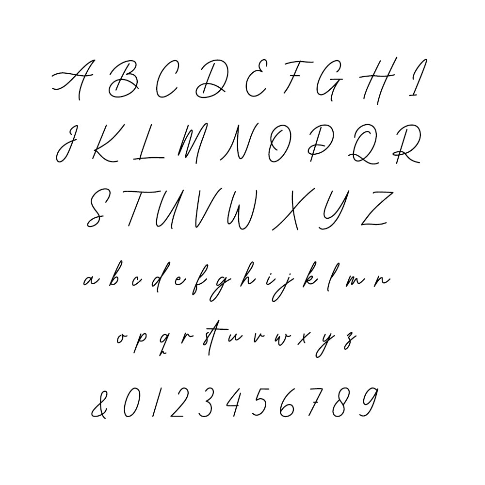 Handwritten alphabet and numbers on a white background