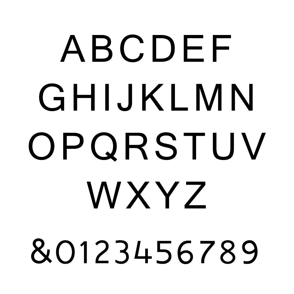 Black alphabet and numbers on a white background