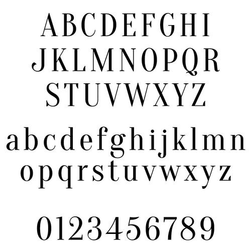 Standard English alphabet and numbers in a clear font on a white background