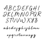 Handwritten alphabet letters on a white background