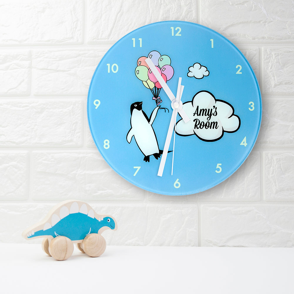 Personalised Flying Penguin Wall Clock
