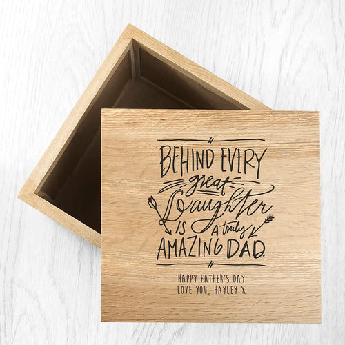 Personalised A Truly Amazing Dad Oak Photo Keepsake Box Spesh Gifts