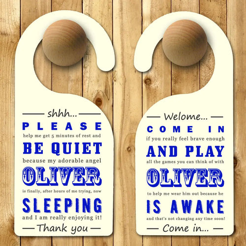 Personalised Baby Door Hanger in Blue Spesh Gifts