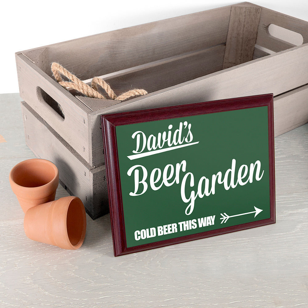 Personalised Beer This Way! Green Garden Plaque