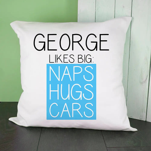Personalised Blue This Baby Likes Cushion Cover Spesh Gifts
