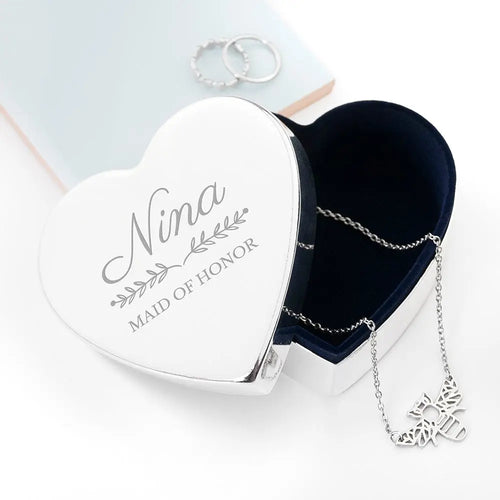 Personalised Bridal Party Heart Jewellery Box Spesh Gifts