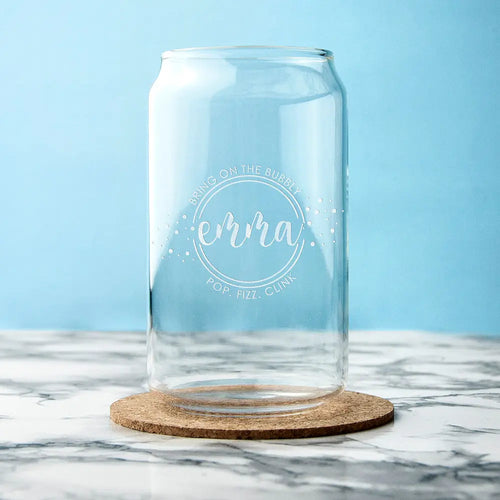 Personalised Bring On The Bubbly Can Glass Spesh Gifts