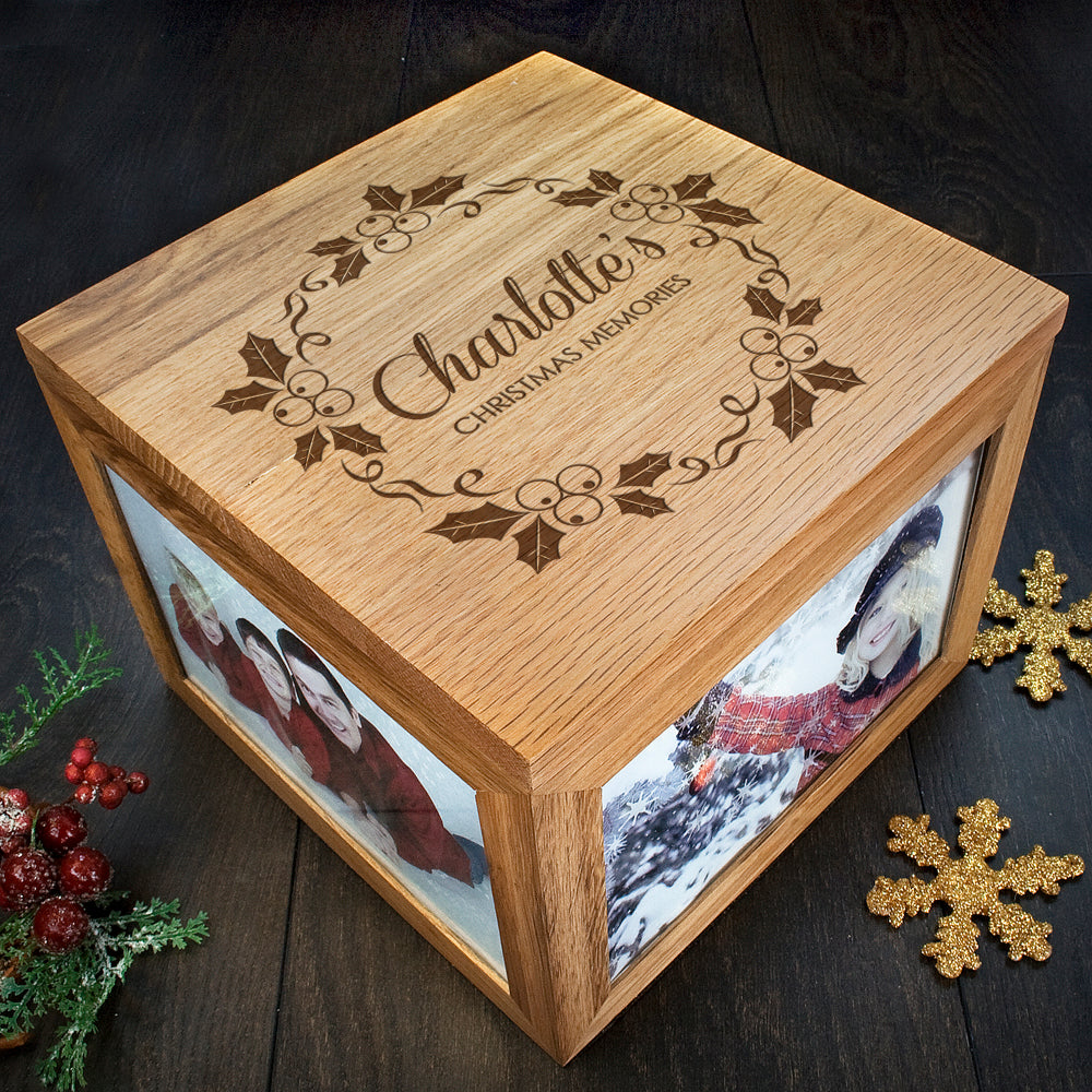 Personalised Christmas Mistletoe Memory Photo Cube