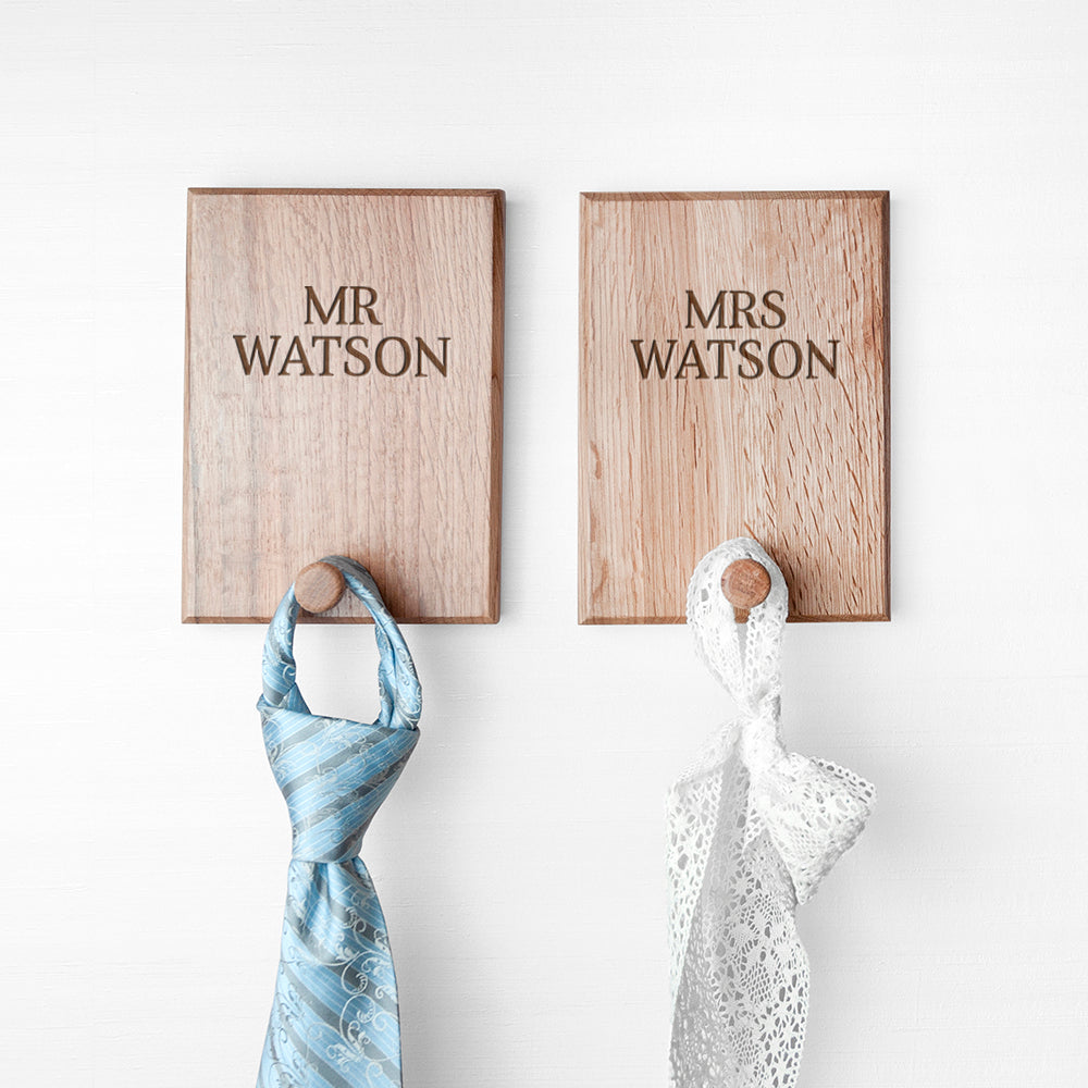 Personalised Classic Couples Peg Hook Set