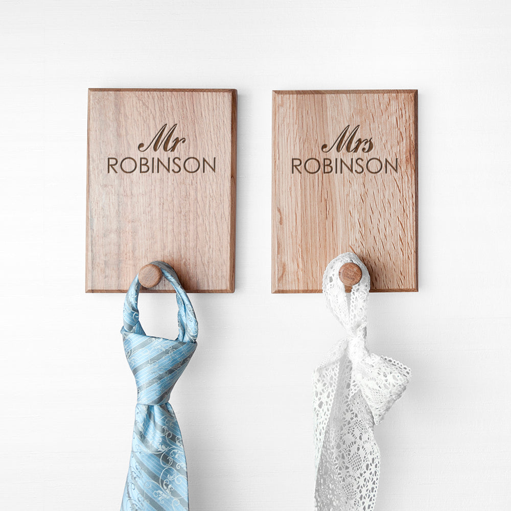 Personalised Couples Peg Hook Set