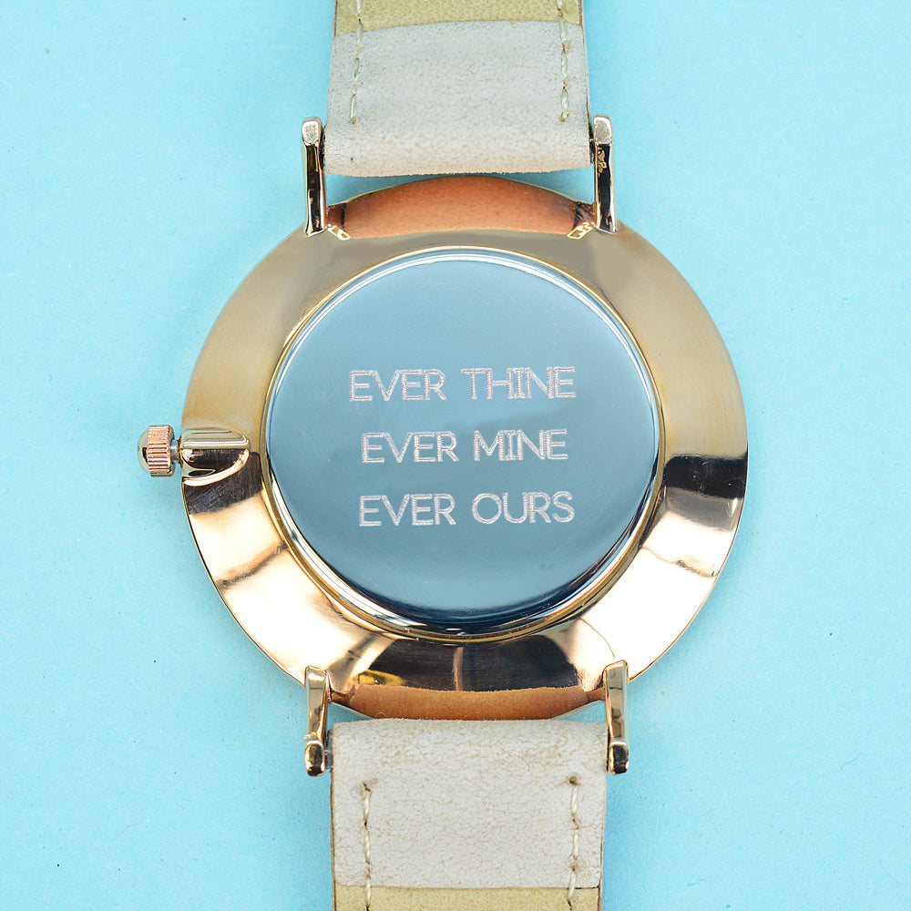 Personalised Elie Beaumont Ladies Leather Watch in Stone Taupe