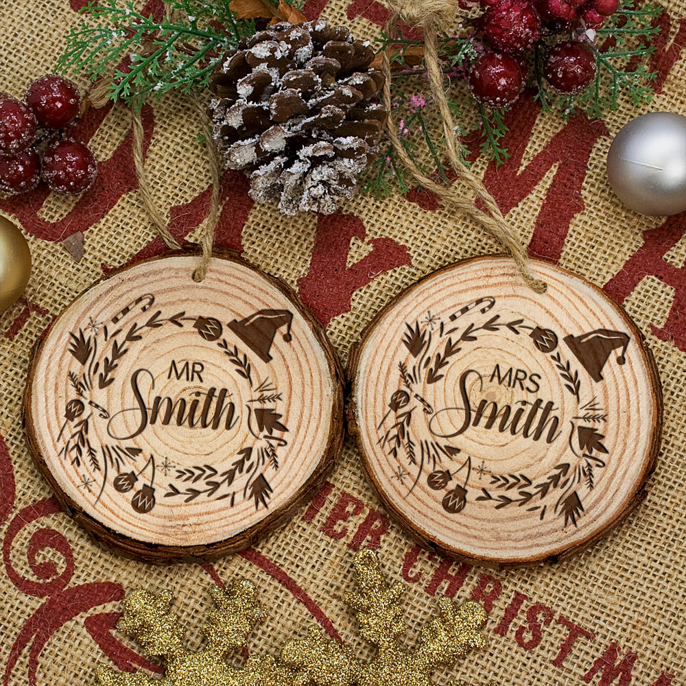 Personalised Couple's Set of Two Christmas Tree Ornaments