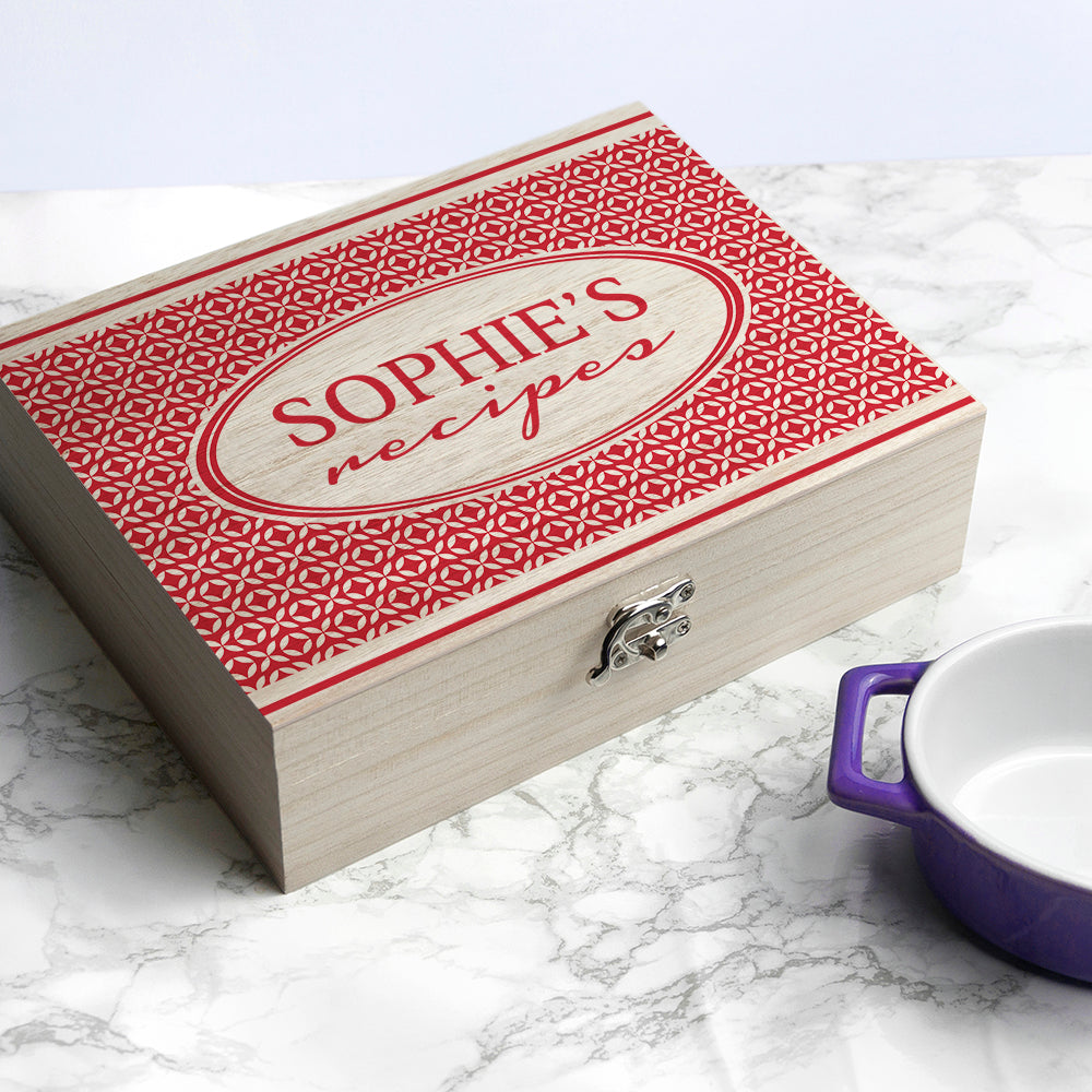 Personalised Retro Geometric Recipe Box