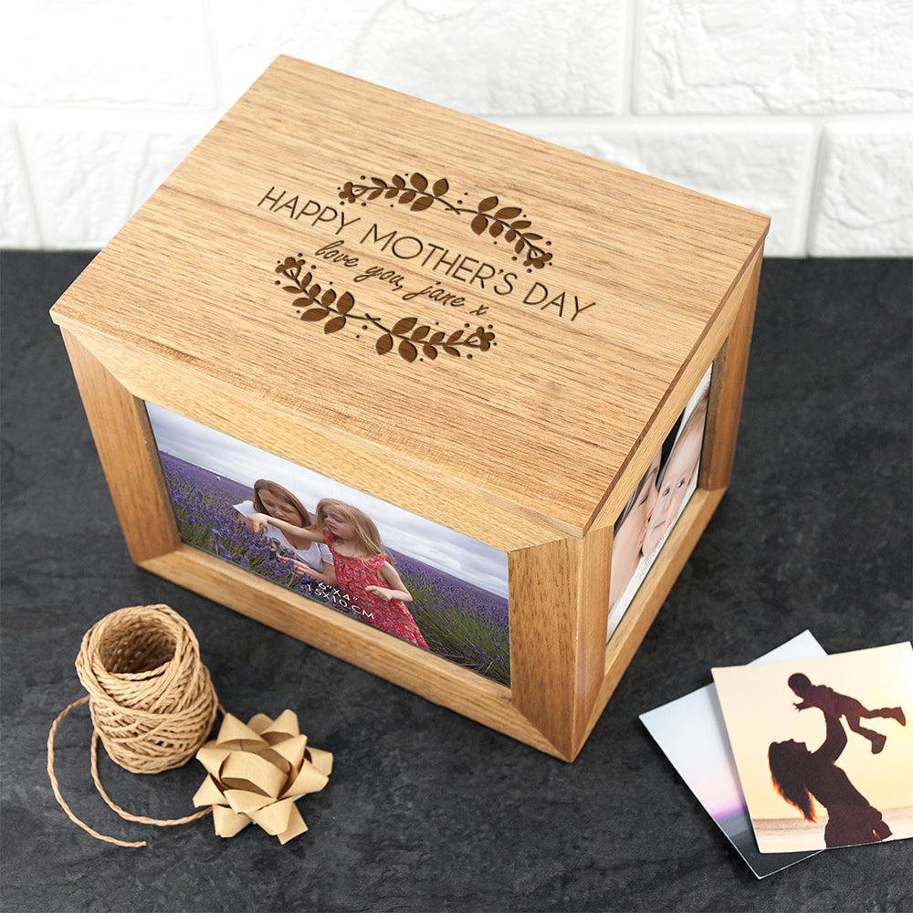 Personalised Happy Mother's Day Oak Photo Keepsake Box