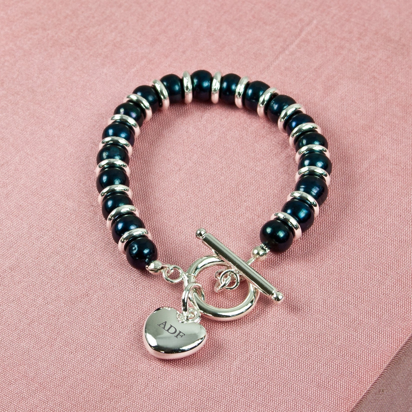Personalised Silver and Rainbow Pearl Beaded Bracelet