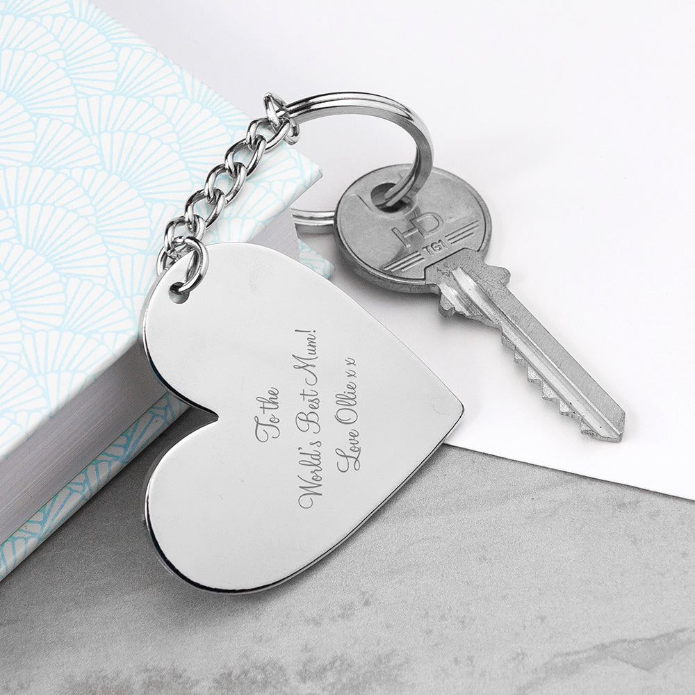 Personalised Silver Plated Heart Keyring