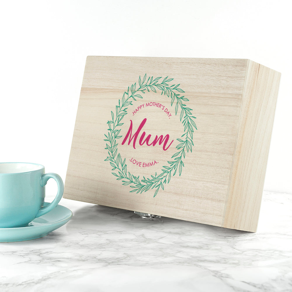 Personalised Floral Wreath Tea Box with Tea Selection