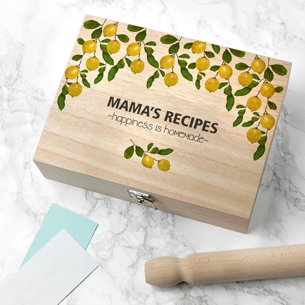 Personalised Lemon Grove Recipe Box