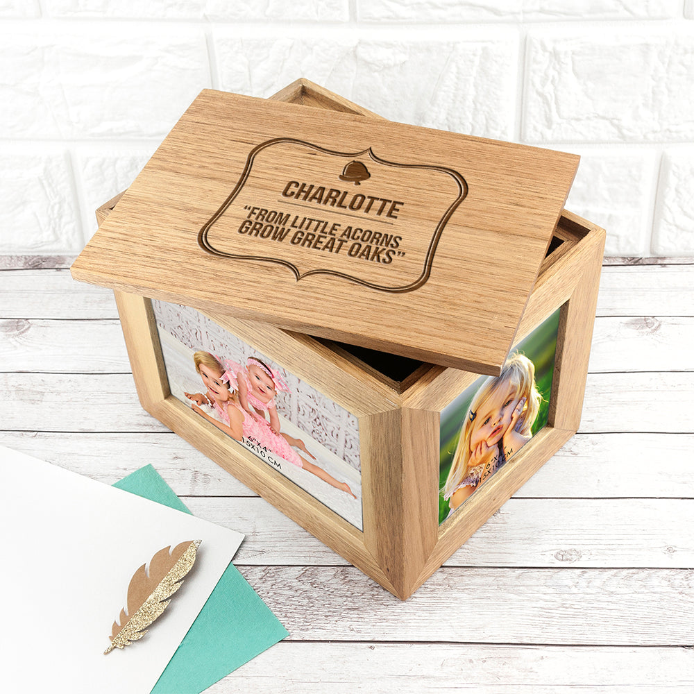 Personalised Little Acorn Oak Keepsake Box