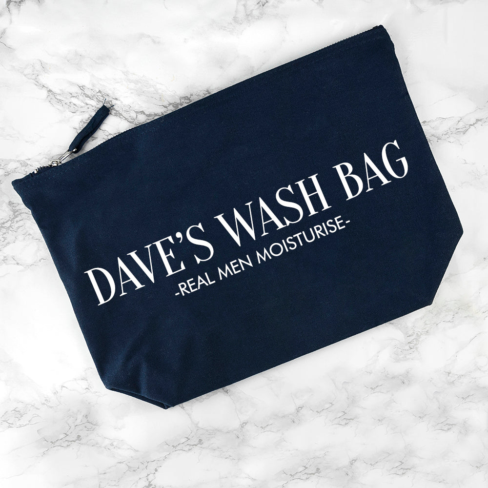 Personalised Men's Navy Cotton Wash Bag