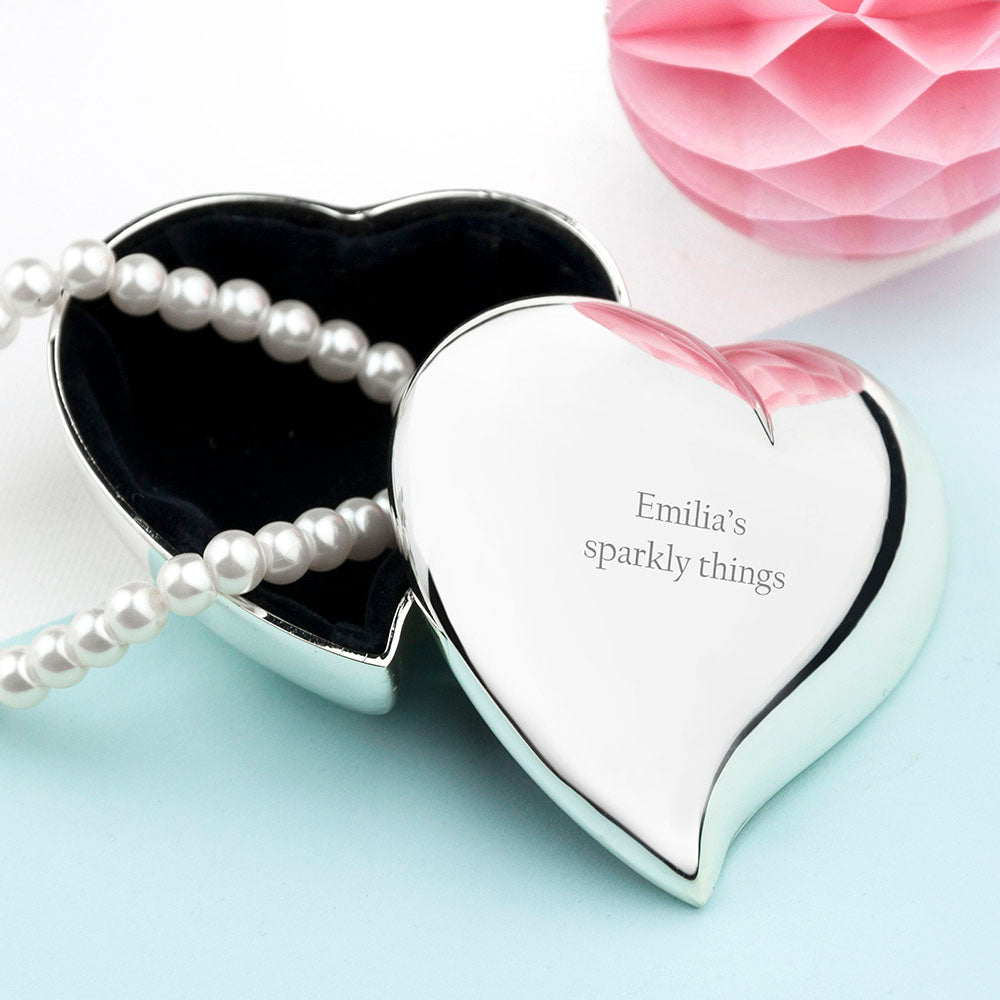 Personalised Miniature Silver Heart Trinket Box
