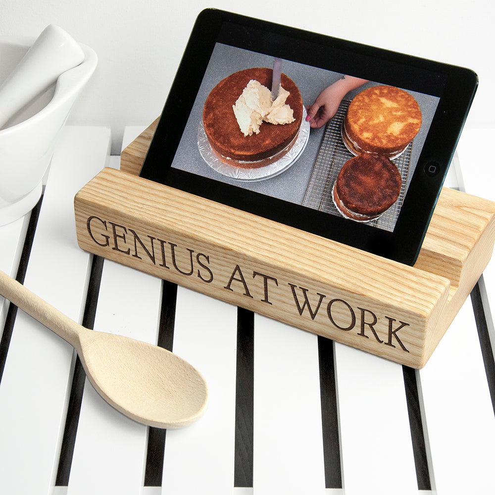 Personalised Oak Tablet Holder Stand