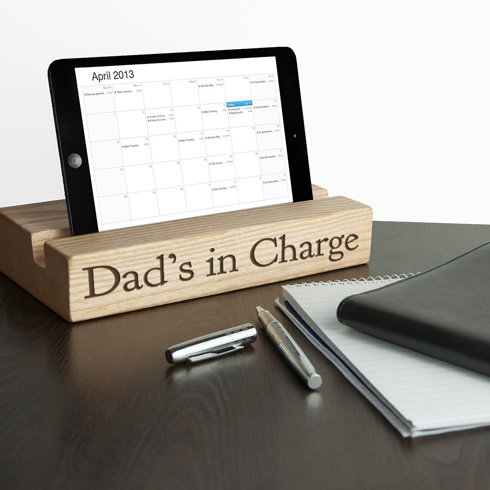 Personalised Oak Tablet Holder
