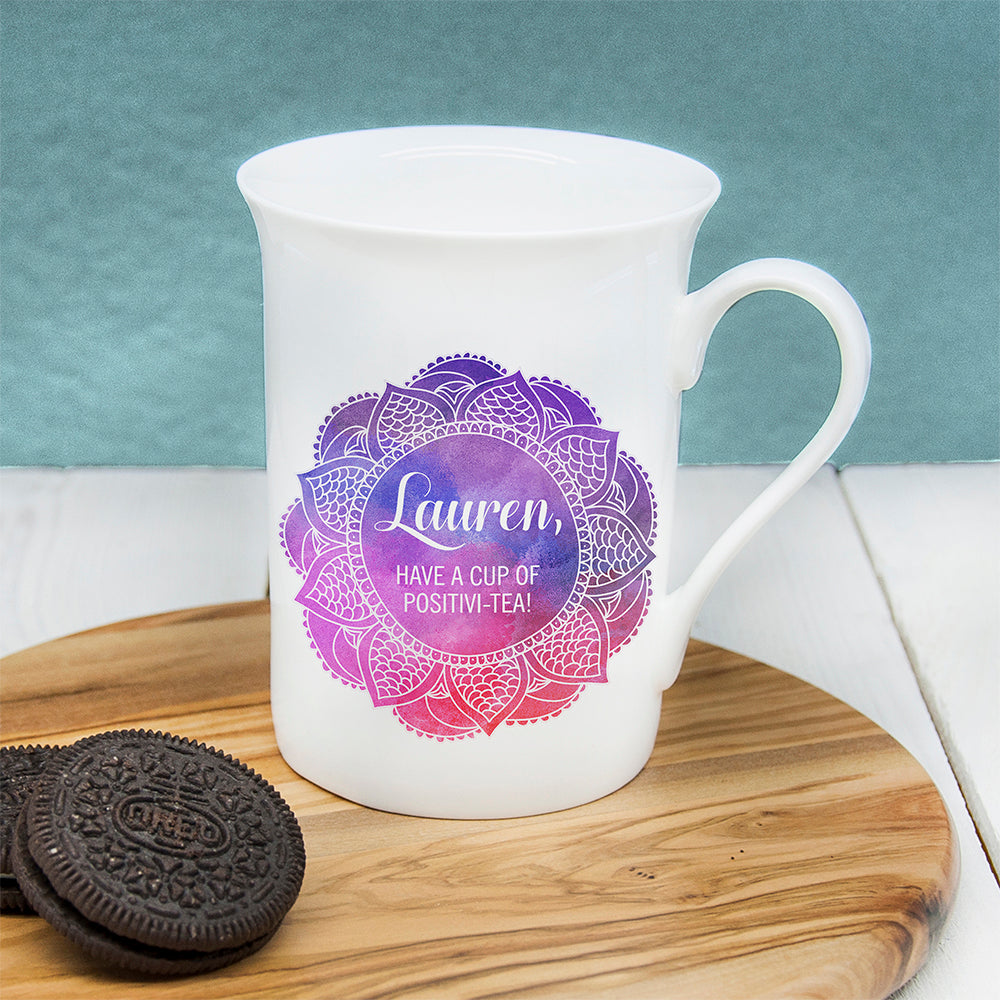 Personalised Colourful Mandala Bone China Mug