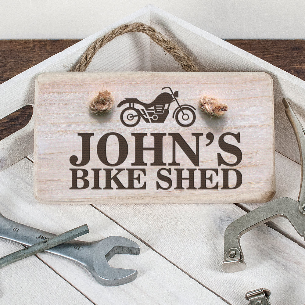 Personalised Bike Shed Decorative Hanging Sign