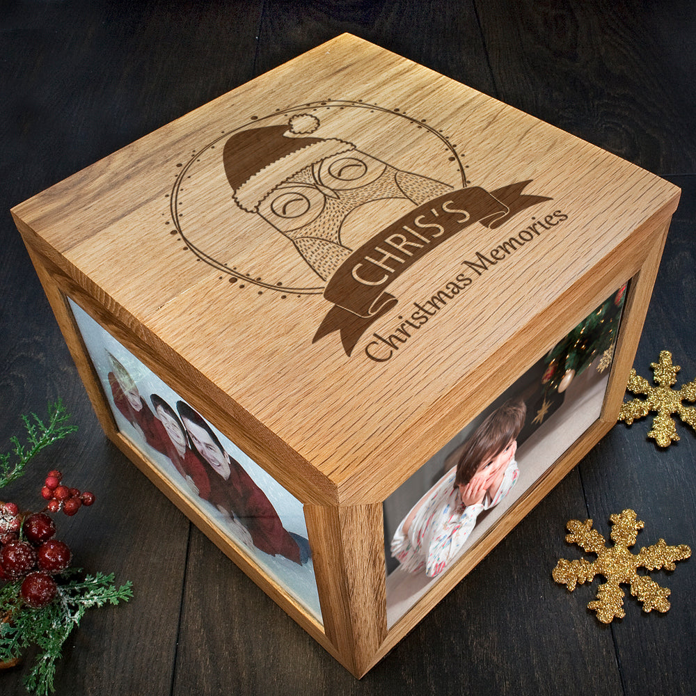 Personalised Woodland Owl Christmas Christmas Memory Photo Cube