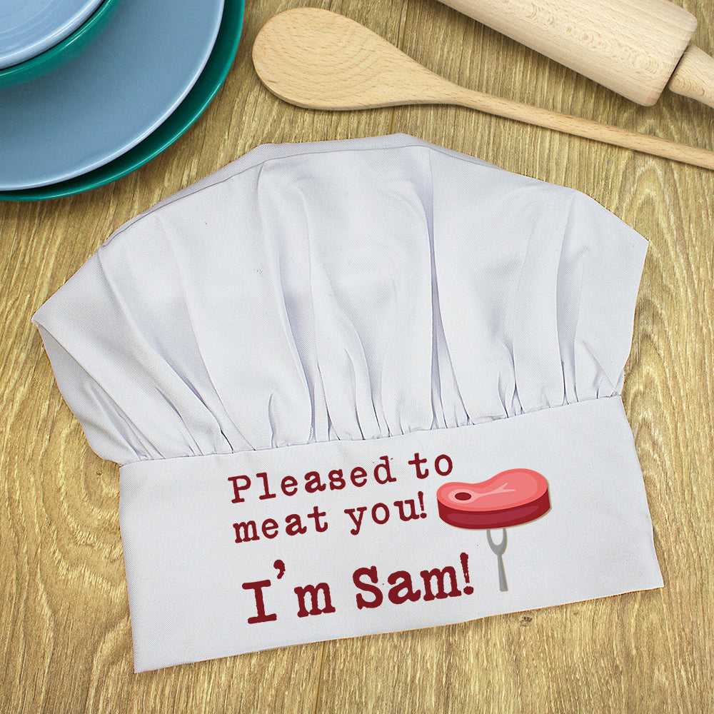 Personalised Pleased To Meat You Chef's Hat