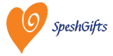 SpeshGifts logo with an orange heart and blue text on a white background