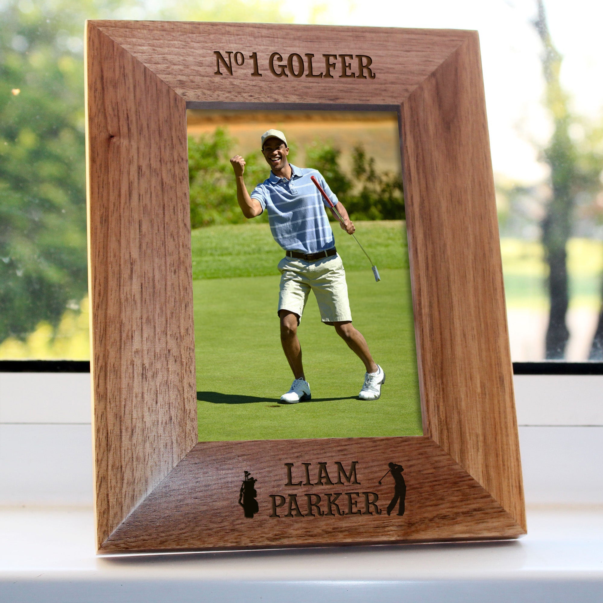 Personalised Number 1 Golfer Wooden Picture Frame