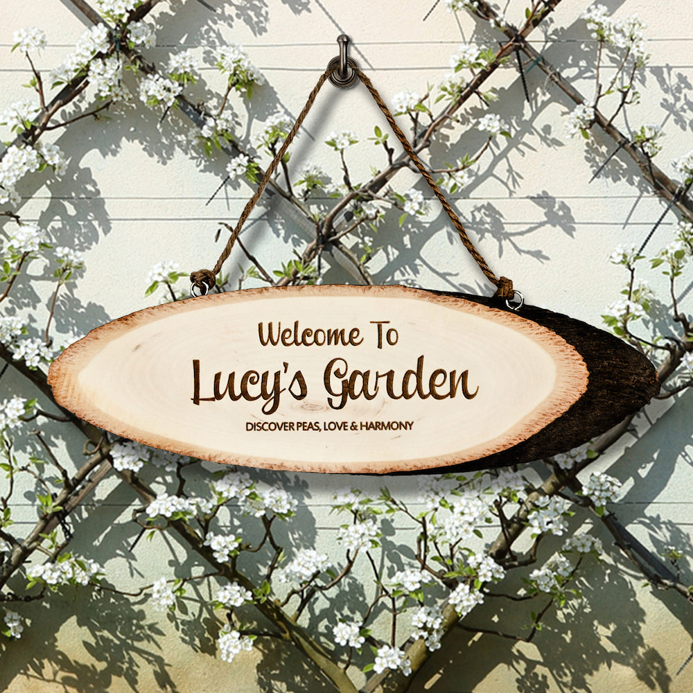 Personalised Rustic Welcome To My Garden Wooden Sign