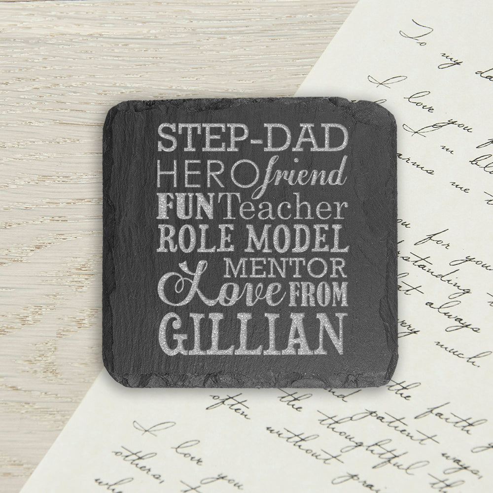 Personalised What A Step-Dad Means Square Slate Keepsake
