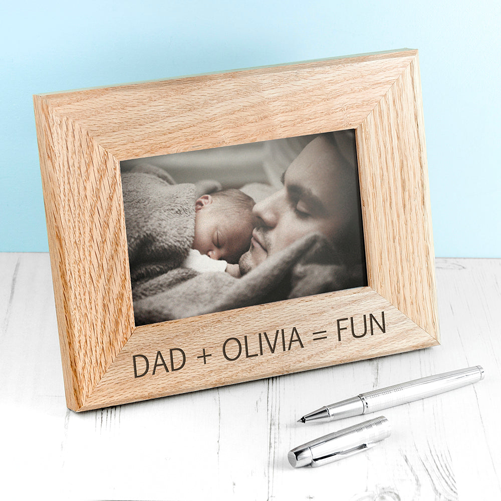 Personalised Fun with Dad Engraved Oak Photo Frame