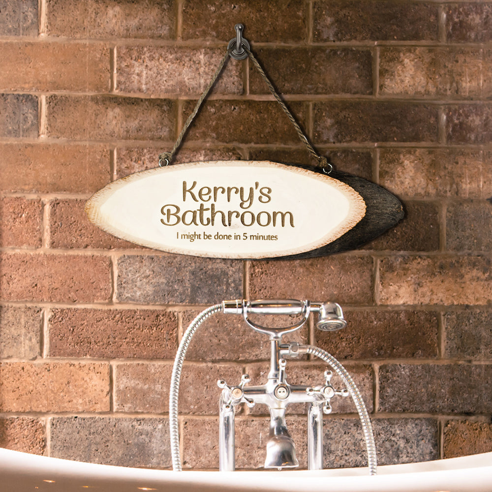 Personalised Birch Wood Bathroom Sign
