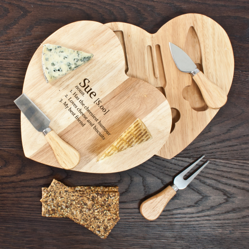 Personalised Your Definition Heart Cheese Set